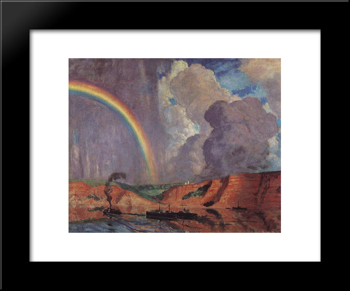 Volga. Rainbow 20x24 Black Modern Wood Framed Art Print Poster by Kustodiev, Boris