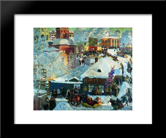 Winter. Shrovetide Festivities 20x24 Black Modern Wood Framed Art Print Poster by Kustodiev, Boris