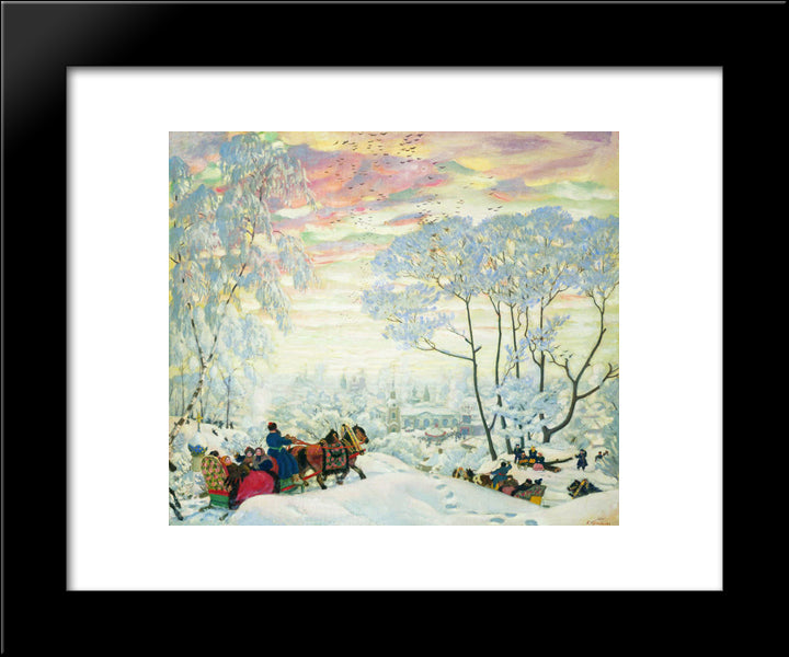 Winter 20x24 Black Modern Wood Framed Art Print Poster by Kustodiev, Boris