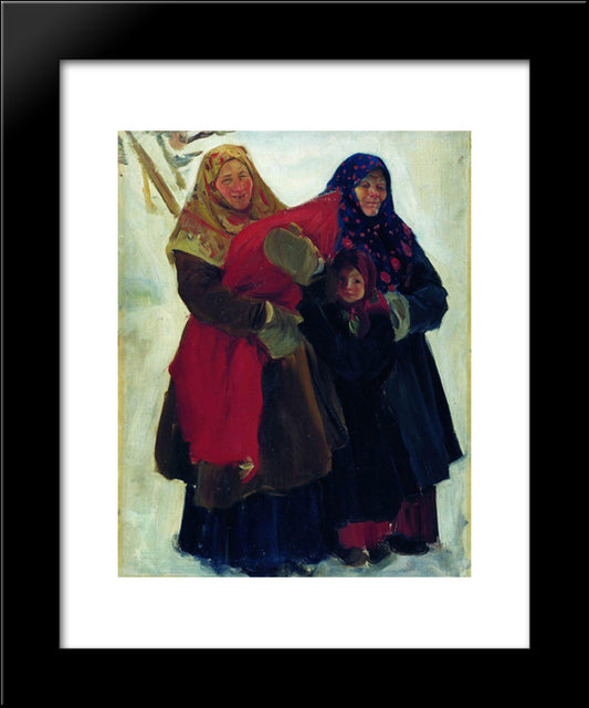 Women 20x24 Black Modern Wood Framed Art Print Poster by Kustodiev, Boris