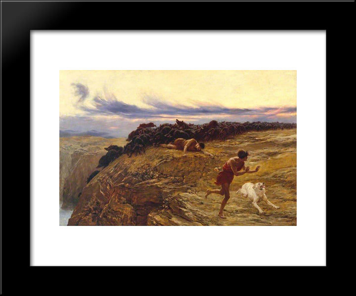 The Miracle Of The Gaderene Swine 20x24 Black Modern Wood Framed Art Print Poster by Riviere, Briton