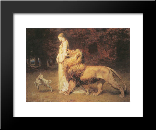 Una And Lion 20x24 Black Modern Wood Framed Art Print Poster by Riviere, Briton