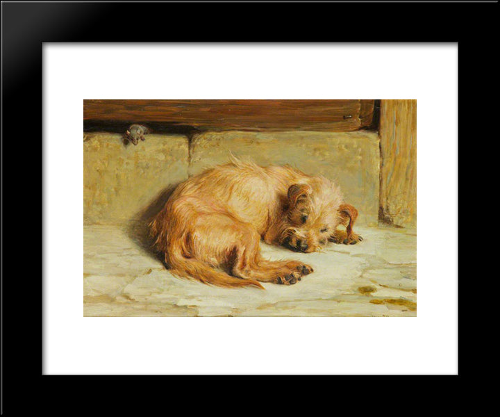 Watching Dog 20x24 Black Modern Wood Framed Art Print Poster by Riviere, Briton