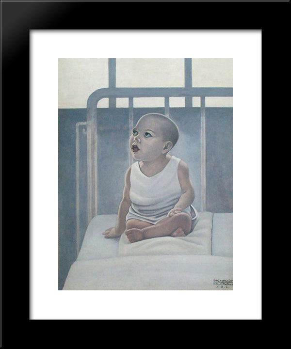 Bambino Sul Lettino 20x24 Black Modern Wood Framed Art Print Poster by San Pietro, Cagnaccio di