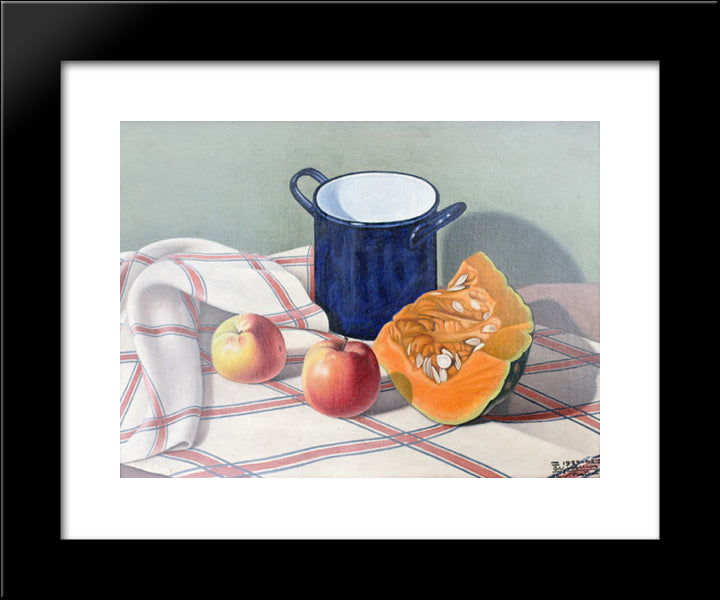 Natura Morta Con Zucca 20x24 Black Modern Wood Framed Art Print Poster by San Pietro, Cagnaccio di