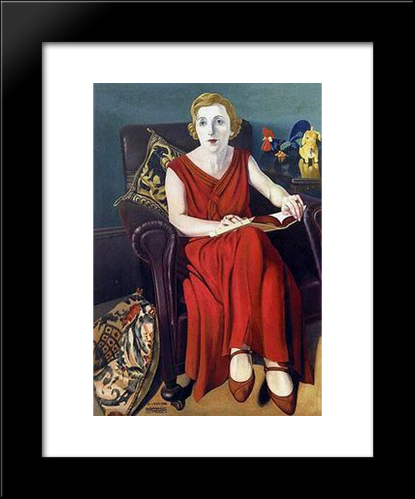 Portrait Of Signora Vighi 20x24 Black Modern Wood Framed Art Print Poster by San Pietro, Cagnaccio di
