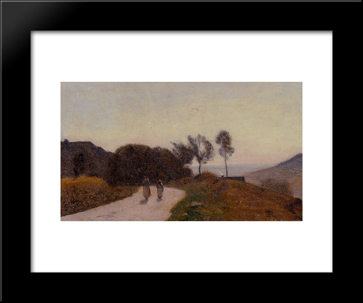 A Road In The Countryside, Near Lake Leman 20x24 Black Modern Wood Framed Art Print Poster by Corot, Jean Baptiste Camille