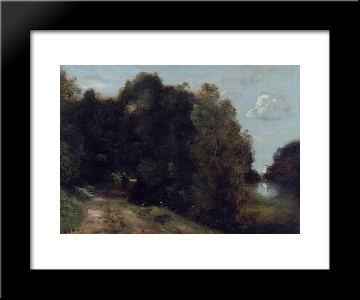 A Road Through The Trees 20x24 Black Modern Wood Framed Art Print Poster by Corot, Jean Baptiste Camille