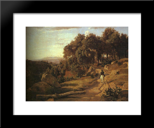 A View Near Colterra 20x24 Black Modern Wood Framed Art Print Poster by Corot, Jean Baptiste Camille