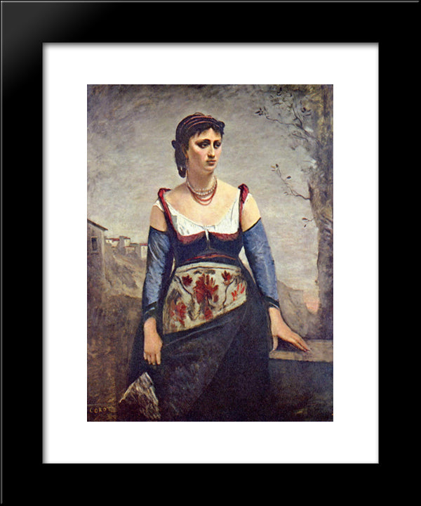 Agostina 20x24 Black Modern Wood Framed Art Print Poster by Corot, Jean Baptiste Camille