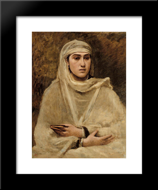Algerian Woman 20x24 Black Modern Wood Framed Art Print Poster by Corot, Jean Baptiste Camille
