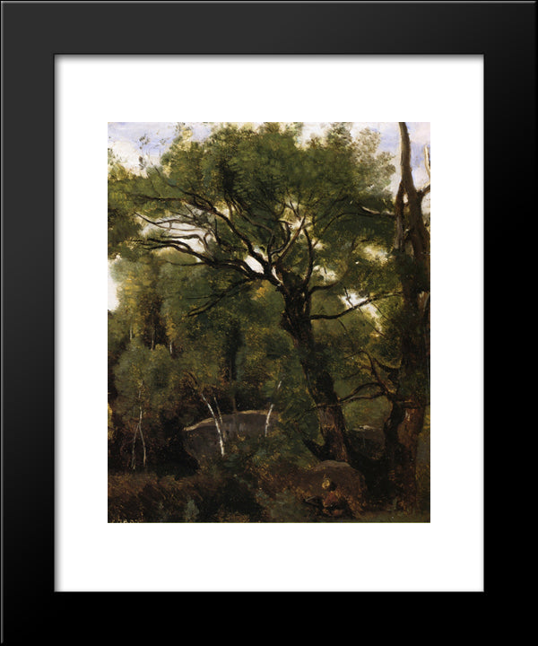 An Artist Painting In The Forest Of Fountainebleau 20x24 Black Modern Wood Framed Art Print Poster by Corot, Jean Baptiste Camille