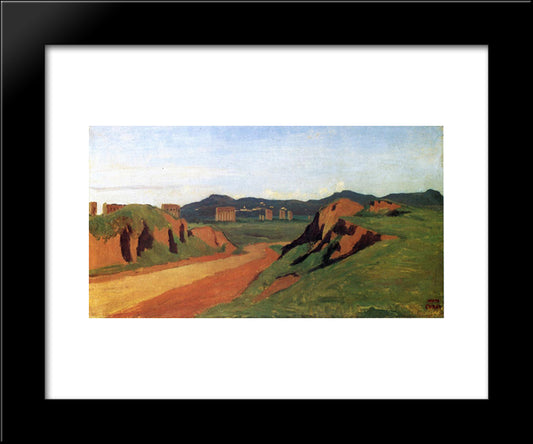 Aqueducts In The Roman Campagna 20x24 Black Modern Wood Framed Art Print Poster by Corot, Jean Baptiste Camille