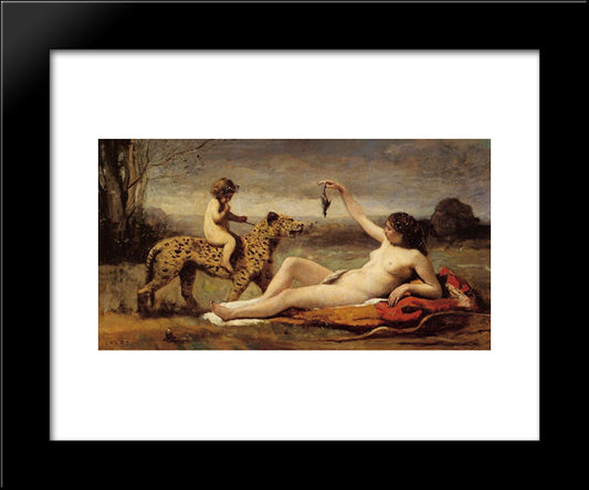 Bacchante With A Panther 20x24 Black Modern Wood Framed Art Print Poster by Corot, Jean Baptiste Camille