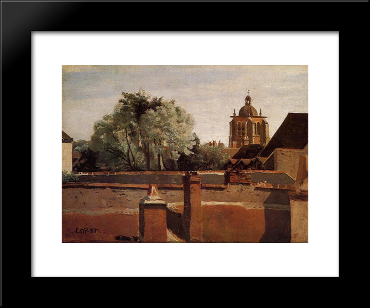 Bell Tower Of The Church Of Saint Paterne At Orleans 20x24 Black Modern Wood Framed Art Print Poster by Corot, Jean Baptiste Camille