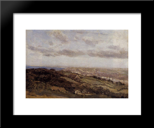 Bologne Sur Mer, View From The High Cliffs 20x24 Black Modern Wood Framed Art Print Poster by Corot, Jean Baptiste Camille