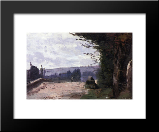Bridge In The Coubron Valley 20x24 Black Modern Wood Framed Art Print Poster by Corot, Jean Baptiste Camille