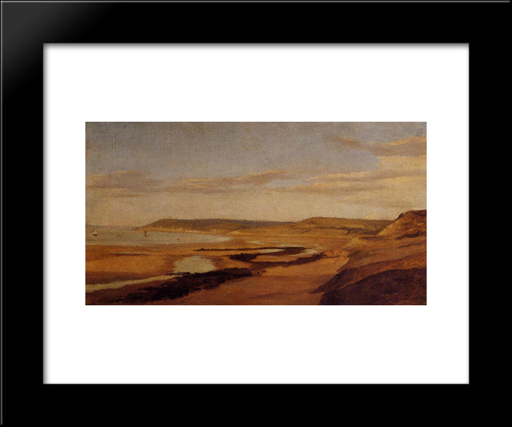 By The Sea 20x24 Black Modern Wood Framed Art Print Poster by Corot, Jean Baptiste Camille