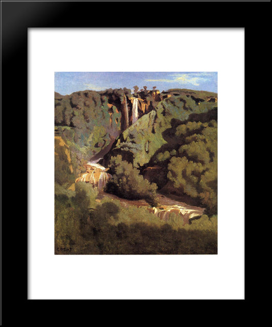 Cascade Of Terni 20x24 Black Modern Wood Framed Art Print Poster by Corot, Jean Baptiste Camille