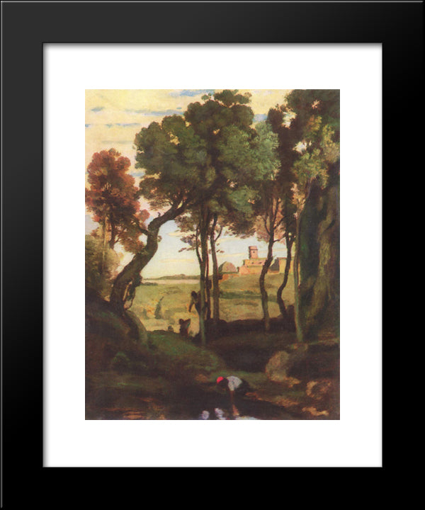 Castel Gandolfo 20x24 Black Modern Wood Framed Art Print Poster by Corot, Jean Baptiste Camille