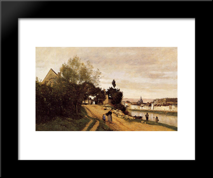 Chateau Thierry 20x24 Black Modern Wood Framed Art Print Poster by Corot, Jean Baptiste Camille