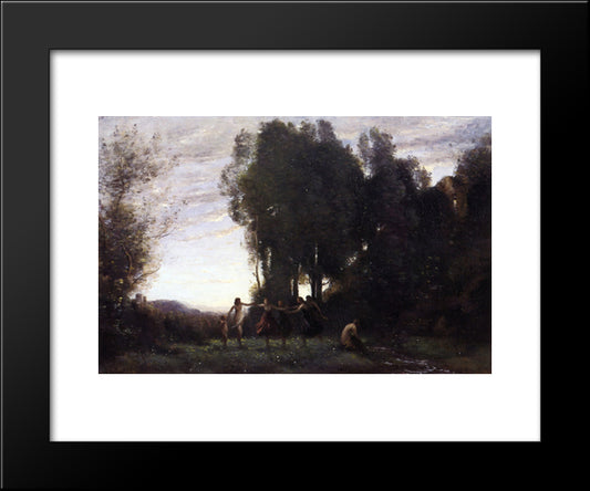 Circle Of Nymphs, Morning 20x24 Black Modern Wood Framed Art Print Poster by Corot, Jean Baptiste Camille