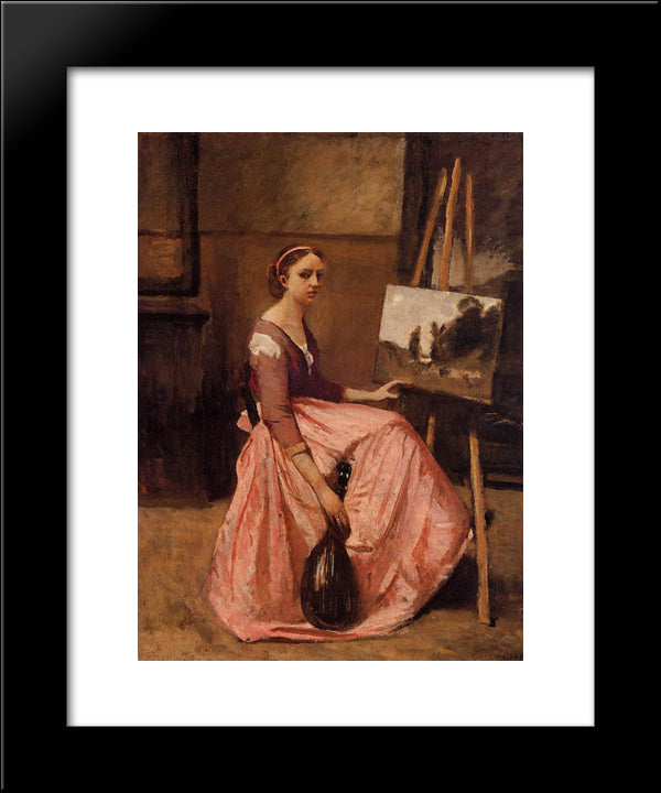Corot'S Studio 20x24 Black Modern Wood Framed Art Print Poster by Corot, Jean Baptiste Camille