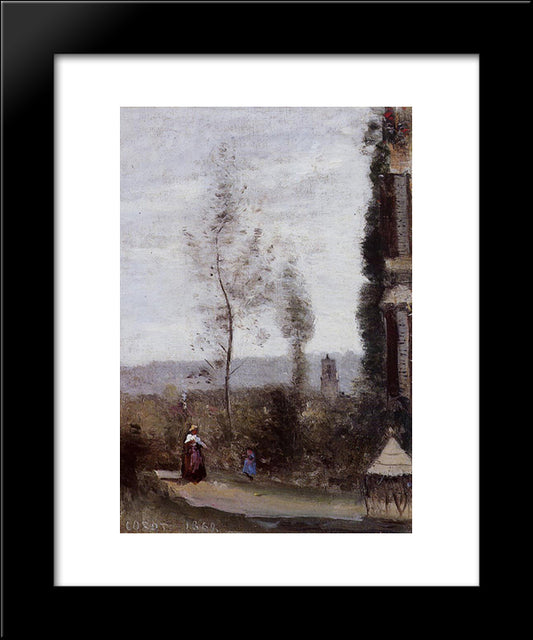 Coulommiers, The Garden Of M. Preschez 20x24 Black Modern Wood Framed Art Print Poster by Corot, Jean Baptiste Camille