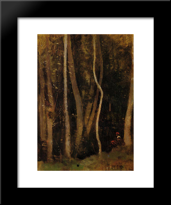 Figures In A Forest 20x24 Black Modern Wood Framed Art Print Poster by Corot, Jean Baptiste Camille