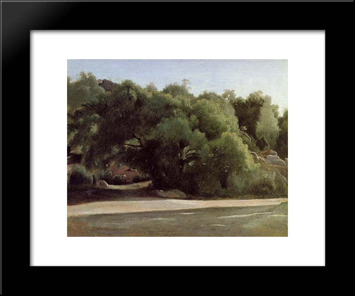 Fontainebleau, The Road To Chailly 20x24 Black Modern Wood Framed Art Print Poster by Corot, Jean Baptiste Camille
