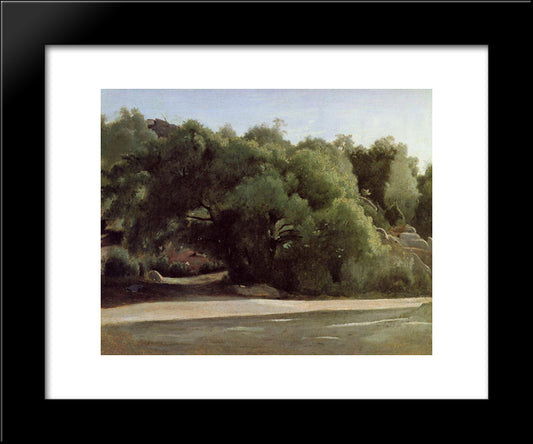 Fontainebleau, The Road To Chailly 20x24 Black Modern Wood Framed Art Print Poster by Corot, Jean Baptiste Camille