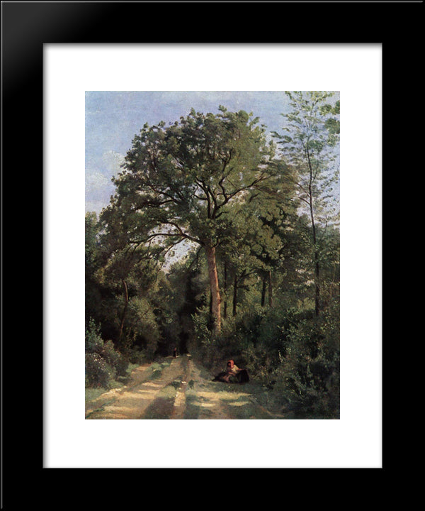 Forest Entrance At Ville D'Avray 20x24 Black Modern Wood Framed Art Print Poster by Corot, Jean Baptiste Camille