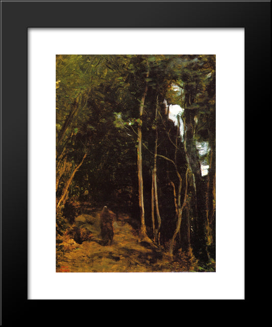 Forest In Fontainbleau 20x24 Black Modern Wood Framed Art Print Poster by Corot, Jean Baptiste Camille
