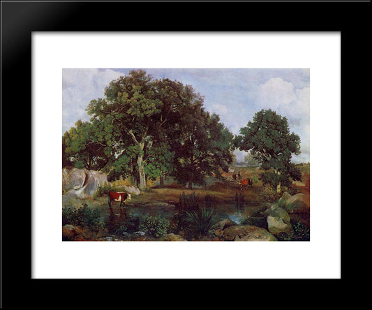 Forest Of Fontainebleau 20x24 Black Modern Wood Framed Art Print Poster by Corot, Jean Baptiste Camille