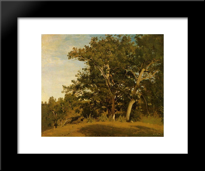 Fountainebleau With Georges D'Apremont 20x24 Black Modern Wood Framed Art Print Poster by Corot, Jean Baptiste Camille