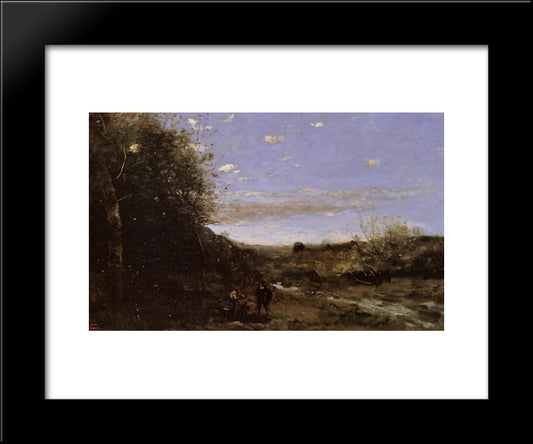 Hamlet And The Gravedigger 20x24 Black Modern Wood Framed Art Print Poster by Corot, Jean Baptiste Camille
