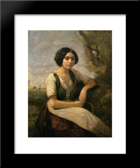 Harvester With Sickle 20x24 Black Modern Wood Framed Art Print Poster by Corot, Jean Baptiste Camille