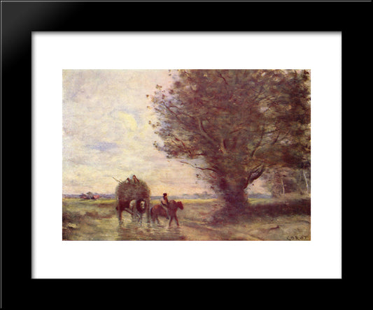 Hay 20x24 Black Modern Wood Framed Art Print Poster by Corot, Jean Baptiste Camille