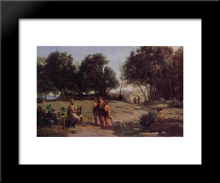 Homer And The Shepherds In A Landscape 20x24 Black Modern Wood Framed Art Print Poster by Corot, Jean Baptiste Camille