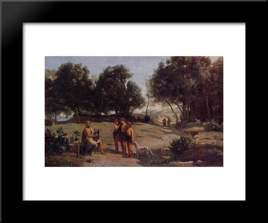 Homer And The Shepherds In A Landscape 20x24 Black Modern Wood Framed Art Print Poster by Corot, Jean Baptiste Camille