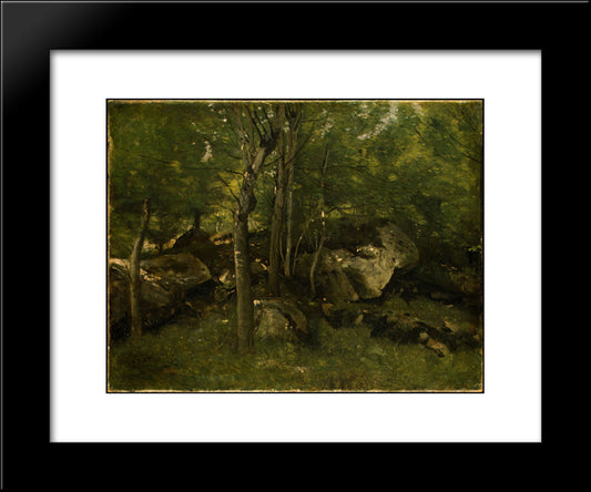In The Forest Of Fontainebleau 20x24 Black Modern Wood Framed Art Print Poster by Corot, Jean Baptiste Camille