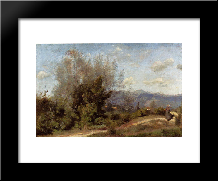 In The Vicinity Of Geneva 20x24 Black Modern Wood Framed Art Print Poster by Corot, Jean Baptiste Camille