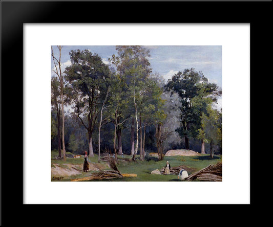 In The Woods At Ville D'Avray 20x24 Black Modern Wood Framed Art Print Poster by Corot, Jean Baptiste Camille