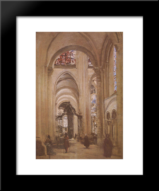 Interior Of The Cathedral Of St. Etienne, Sens 20x24 Black Modern Wood Framed Art Print Poster by Corot, Jean Baptiste Camille