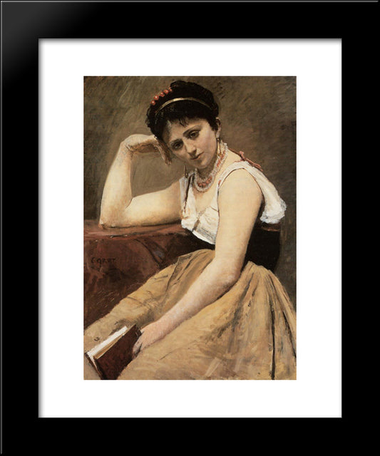 Interrupted Reading 20x24 Black Modern Wood Framed Art Print Poster by Corot, Jean Baptiste Camille