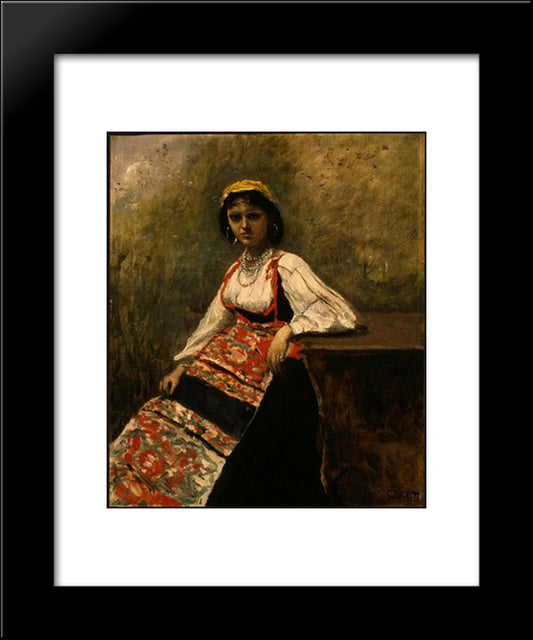 Italian Girl 20x24 Black Modern Wood Framed Art Print Poster by Corot, Jean Baptiste Camille