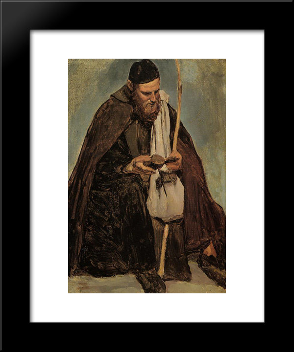 Italian Monk Reading 20x24 Black Modern Wood Framed Art Print Poster by Corot, Jean Baptiste Camille