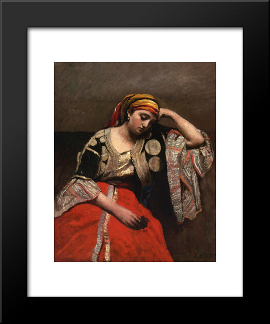 Italian Woman (Jewish Algerian Woman) 20x24 Black Modern Wood Framed Art Print Poster by Corot, Jean Baptiste Camille