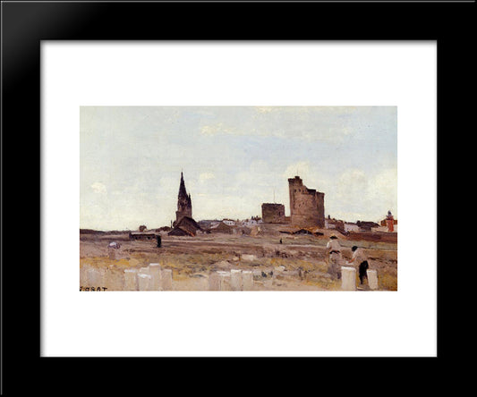 La Rochelle Quarry Near The Port Entrance 20x24 Black Modern Wood Framed Art Print Poster by Corot, Jean Baptiste Camille