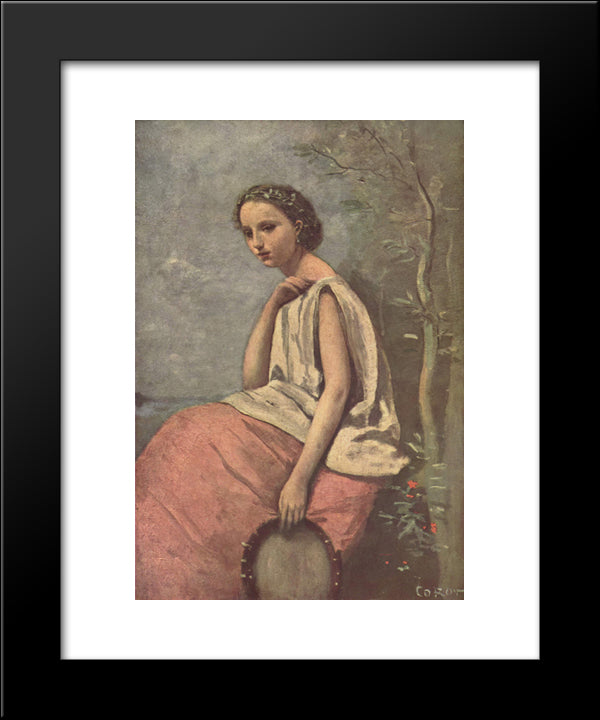 La Zingara 20x24 Black Modern Wood Framed Art Print Poster by Corot, Jean Baptiste Camille